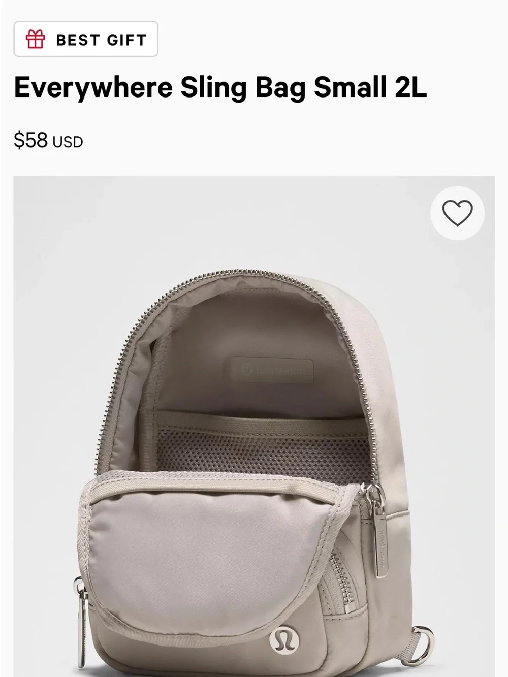 lululemon athletica Cream Beige Crossbody Sling Bag